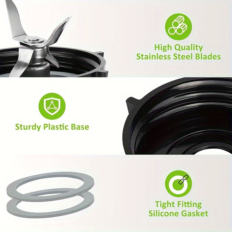 1pc of Oster Blender Replacement Parts including Ice Crusher Blade, Jar Base Cap, and Two Rubber O Ring Sealing Ring Gaskets. Compatible with Oster Osterizer Blenders and other Blender Accessories.