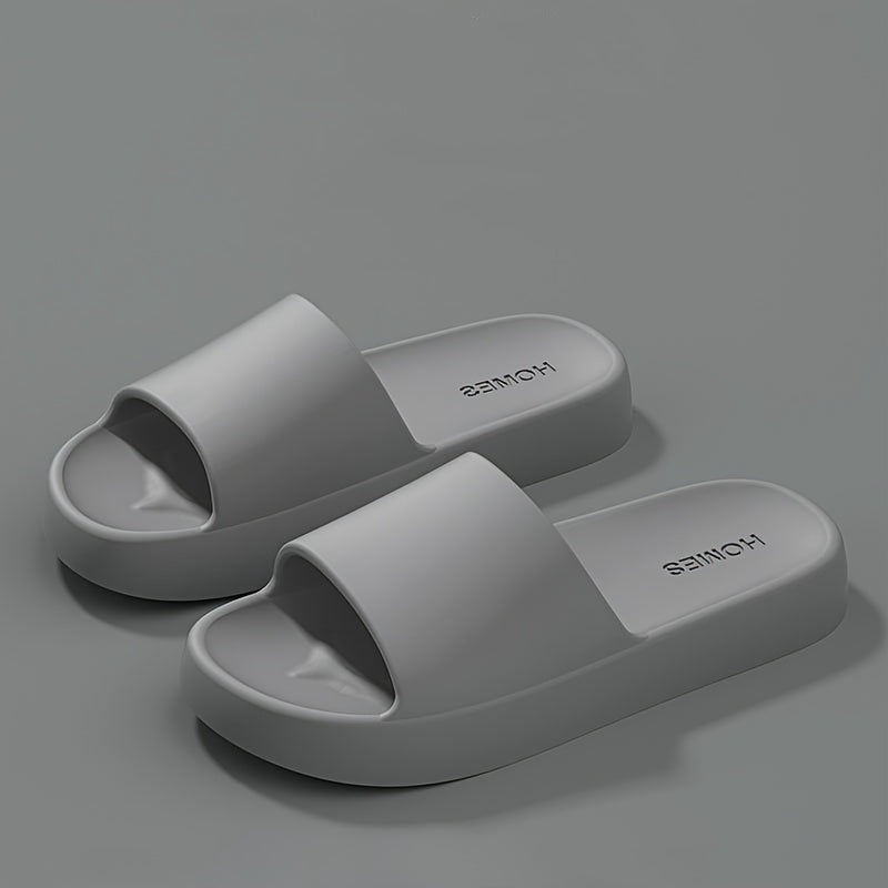 Simple Solid Color EVA Slides - Soft, Non-Slip Indoor Slippers for All Seasons, Easy to Clean.