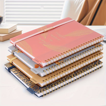 1 spiral notebook with 160 pages, A5/A6 size, floral design with hot stamping. Includes bandage diary, study planner, perfect for teachers and office supplies. Ideal for back-to-school.