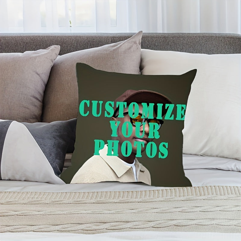 This personalized photo pillow cover is a great addition to any room. The cover measures 45.72x45.72 cm and features a double-sided print on soft polyester knit fabric. The modern style and zipper closure make it easy to change up your decor. Plus, it's