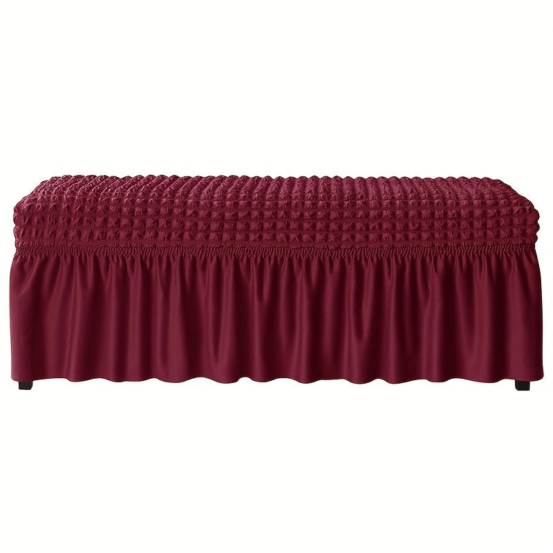 Long dining bench cover for living room or kitchen, featuring stretch, removable, and washable design.