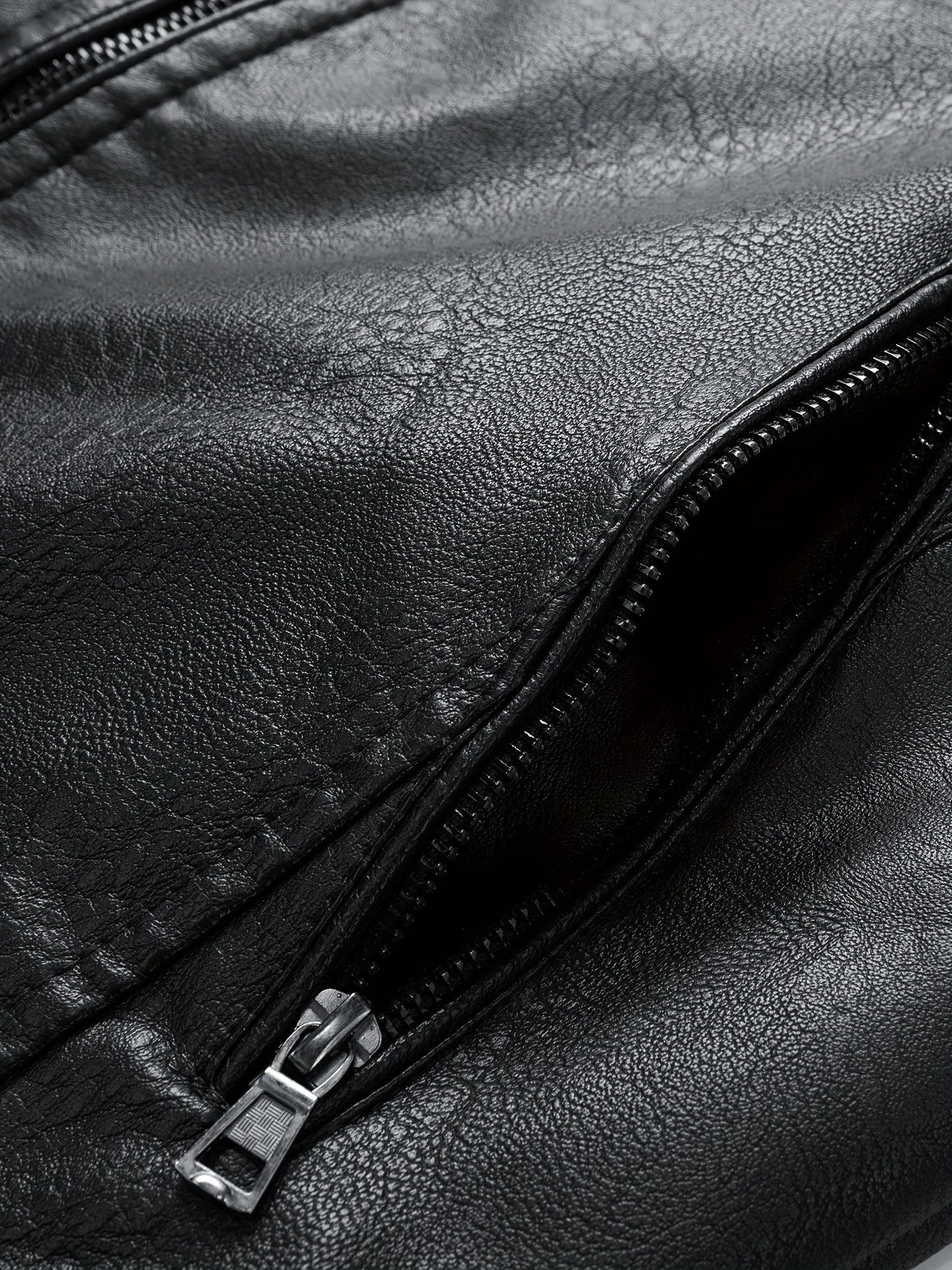 Men's stylish PU leather jacket with zippered pockets for autumn & winter