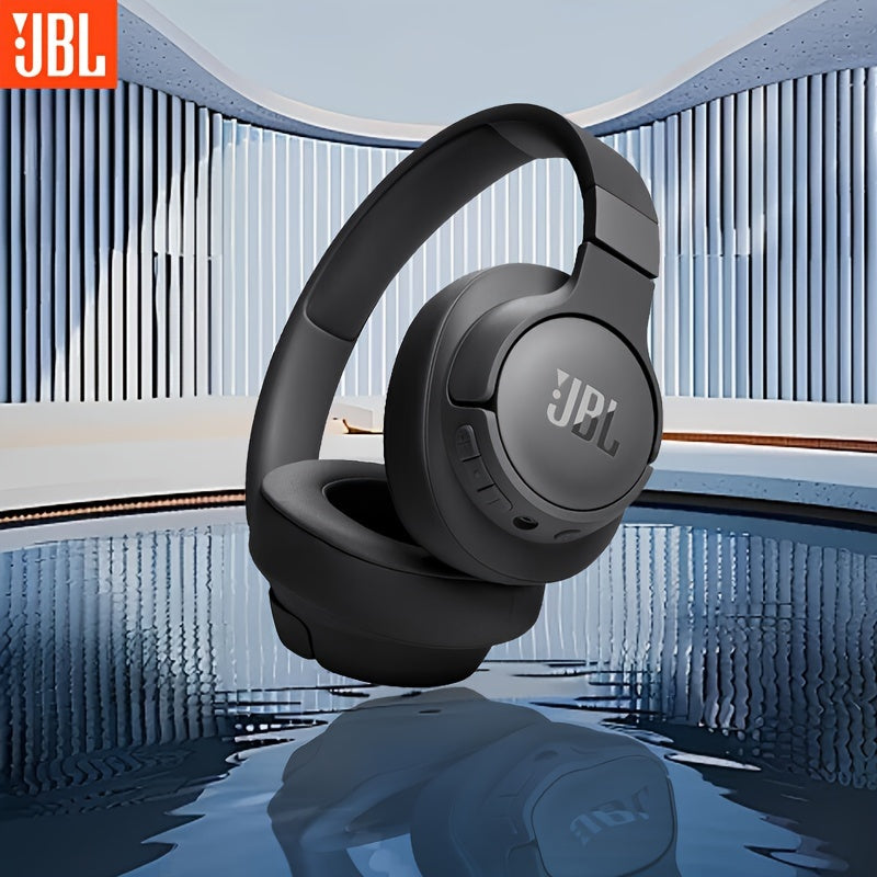 JBL TUNE 720BT Over-Ear Wireless Headphones with sound isolation, volume control, condenser mic, 3.5mm jack. Non-waterproof plastic design for phone, sports, exercise. Long battery life