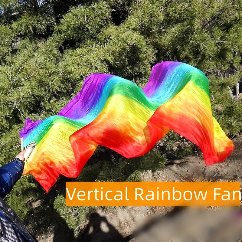 Large Rainbow Folding Fan - Elegant Princess Theme, Colorful Handheld Accessory perfect for Festivals and Parties