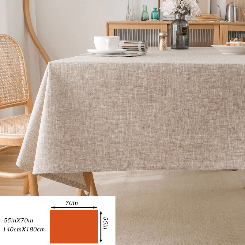 Thick polyester tablecloth in solid color adds elegance to dining and coffee tables with its modern design.