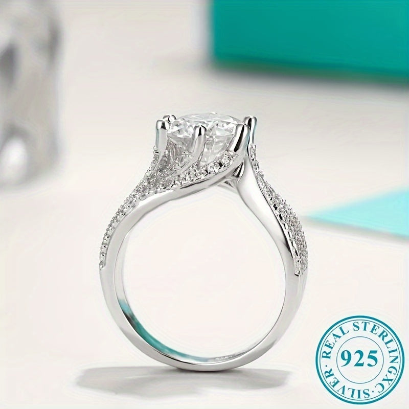 Shine bright with this exquisite 925 sterling silver ring featuring a stunning 5 carat moissanite stone. Perfect for any occasion, this elegant and luxurious fashion piece is ideal for women's engagement, wedding, proposal, or anniversary gift. Suitable