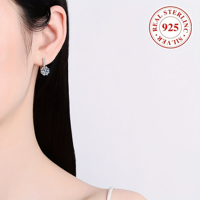 These stunning round zirconia earrings are crafted from hypoallergenic S925 silver, making them perfect for women with sensitive skin. They make a beautiful Valentine's Day engagement gift, weighing in at 3.52g (0.124oz).