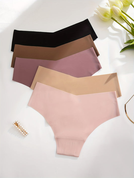 5 solid briefs for women, comfortable and breathable lingerie.