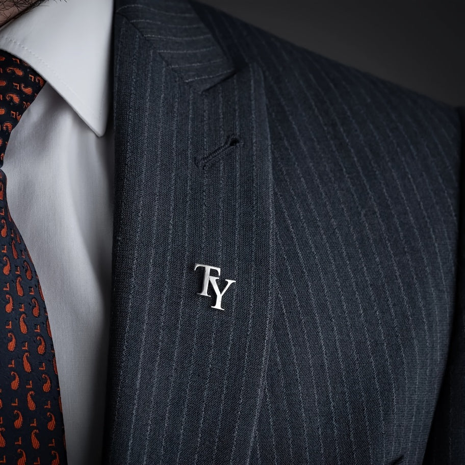 Stylish Double Letter Lapel Pin with Custom Initials, Stainless Steel Monogram Brooch for Men's Suit, Minimalistic Jewelry Accessory