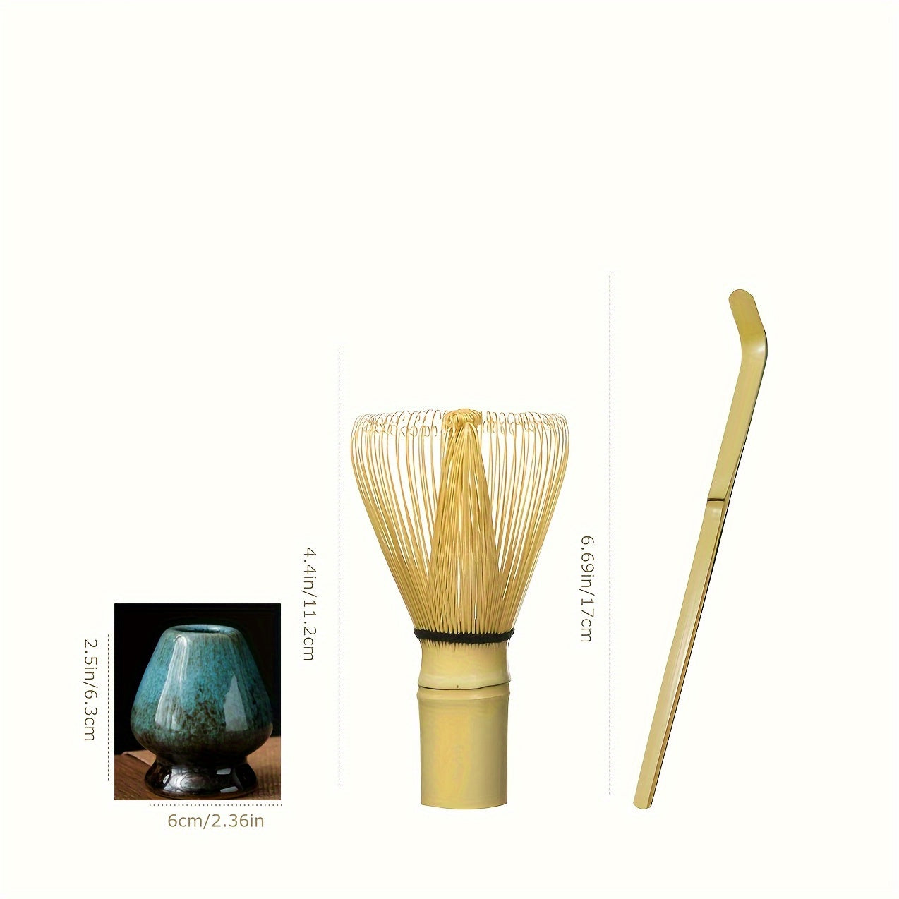 Full Matcha Tea Ceremony Set with Bamboo Whisk, Scoop & Stand - Comes with Authentic Japanese Matcha Bowl for Home or Restaurant Use, Brush, Baking, 3pcs/4pcs