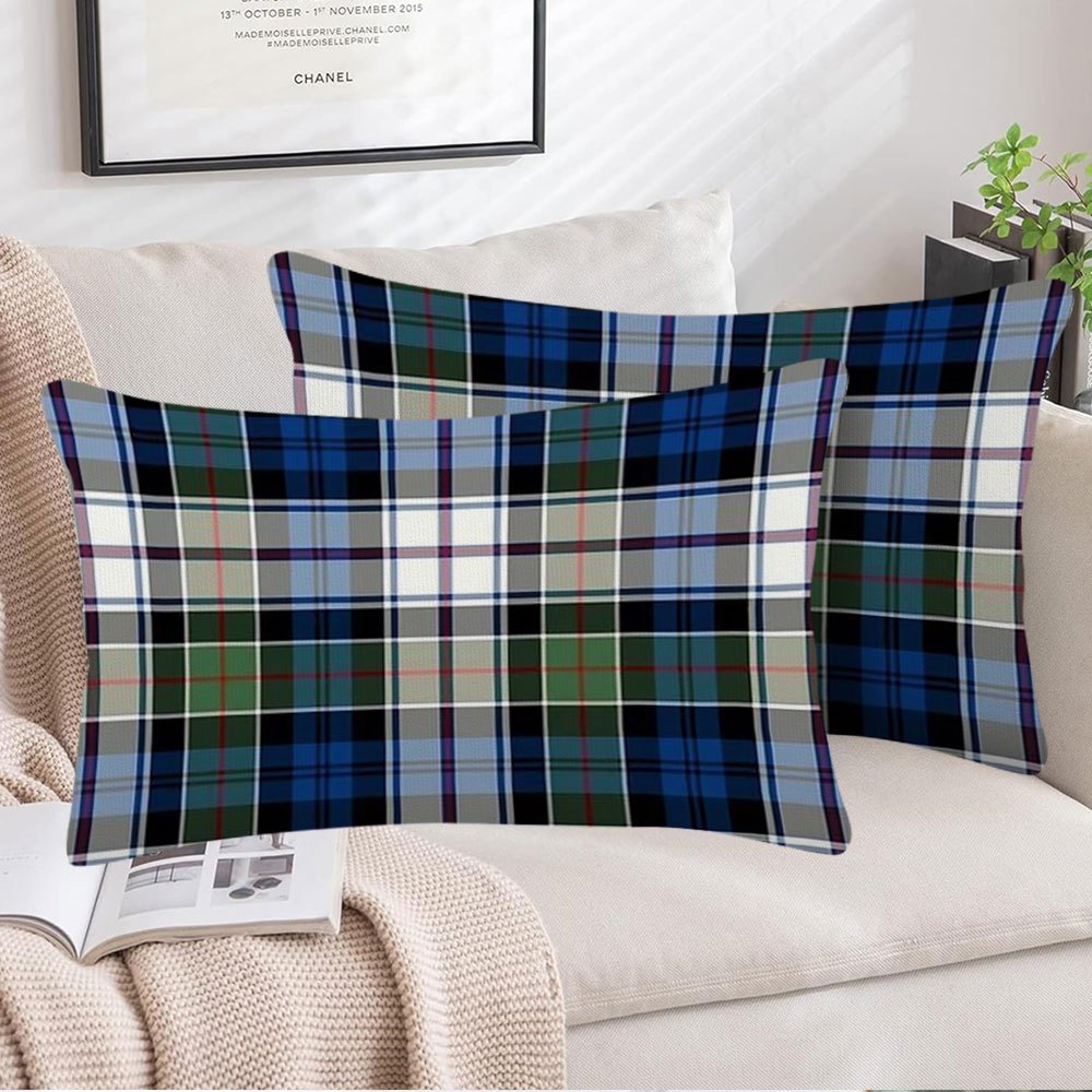 Set of 2 Clan Colquhoun Tartan Pillow Covers, measuring 30.48x50.8 cm each. Made of double-sided short plush print polyester, these decorative cushion cases are perfect for both sofa and bedroom decor. Item code: DIJIULU7107.