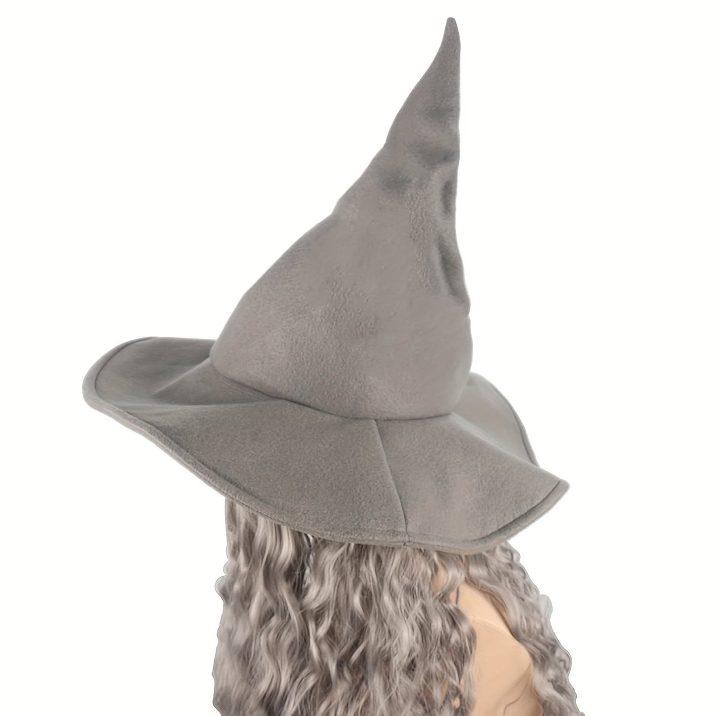 Ideal for Halloween and cosplay, this set includes a gray wizard hat with a long curly wig and beard that are heat resistant.