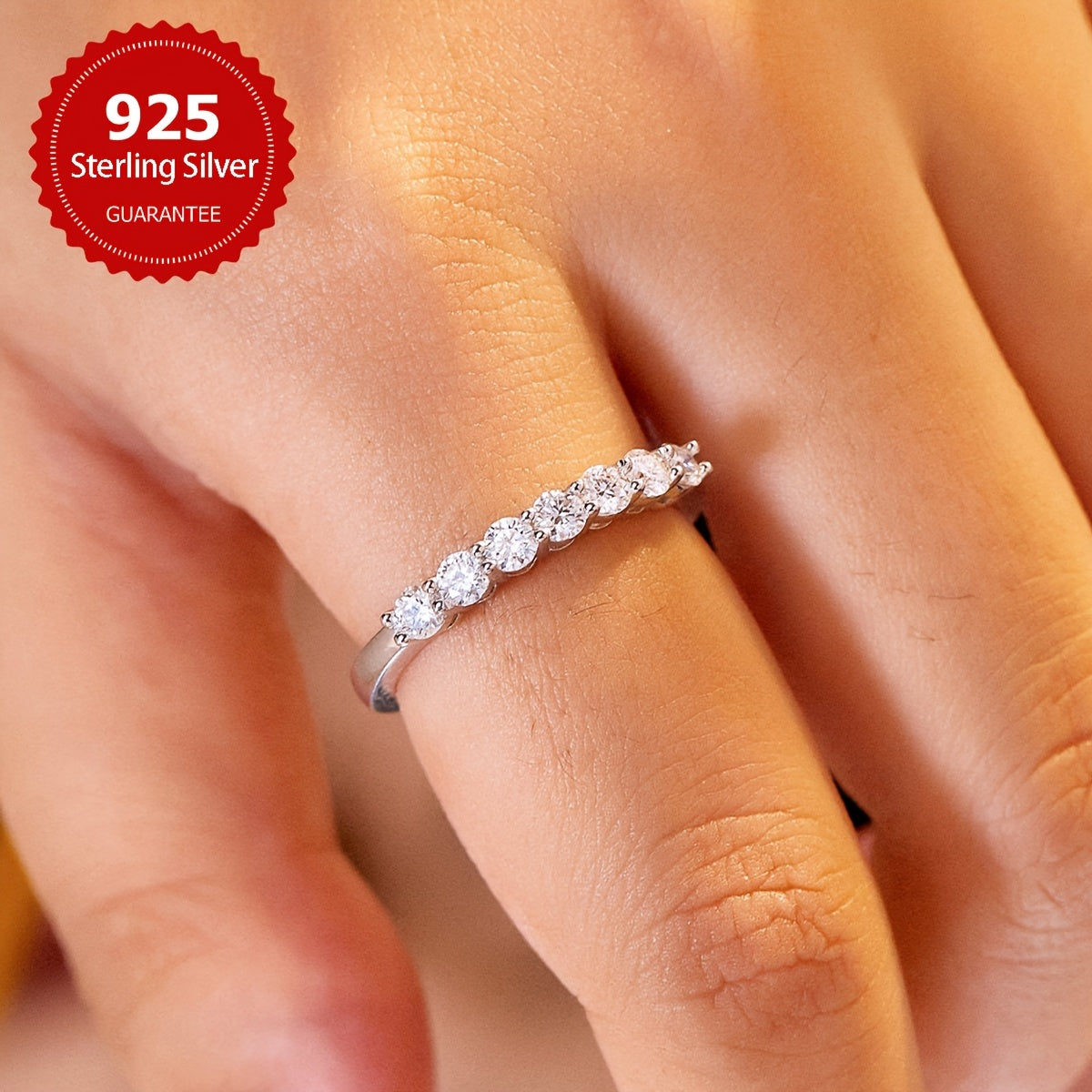 A stunning women's wedding ring made of 925 sterling silver from Mozambique, featuring high-quality female jewelry. This eternal ring is perfect for a wedding anniversary or Valentine's Day gift. Available in various sizes and weights: 5 (2.3g), 6