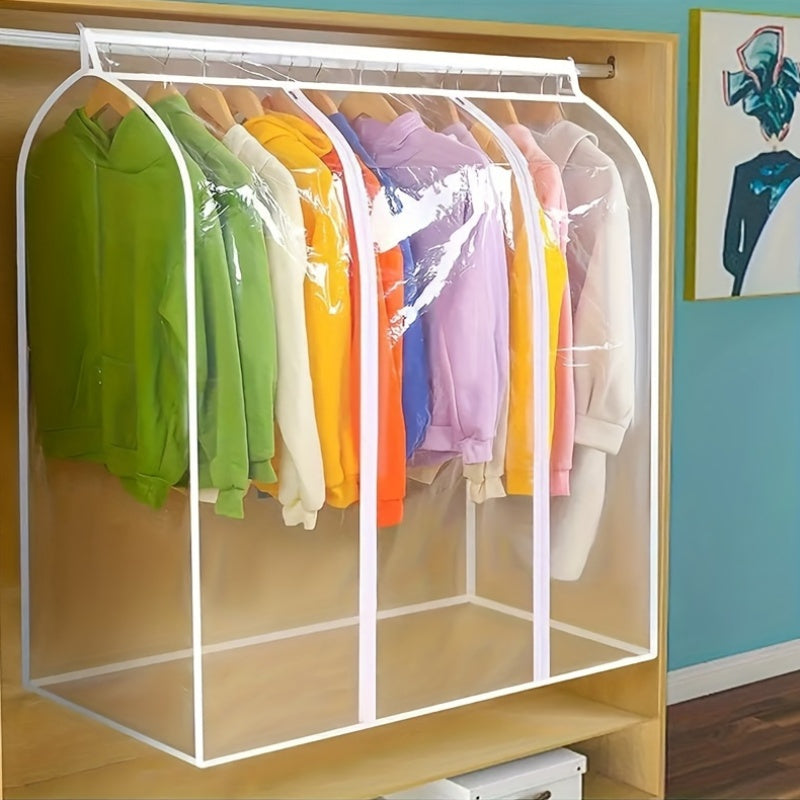 Cover your garments with this transparent dust cover bag featuring a zipper closure. Keep your clothes protected and organized in your closet, bedroom, home, or dorm with this portable wardrobe storage organizer essential for dresses and other clothing