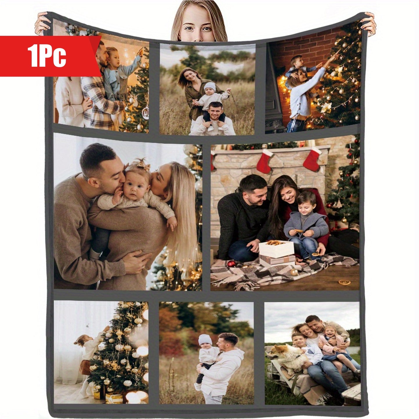 Customize your cozy flannel blanket with a personal photo! This soft and warm memory blanket is perfect for couples or families and is ideal for use in the office, bed, sofa, armchair, napping, camping, or travel. The machine washable blanket features a