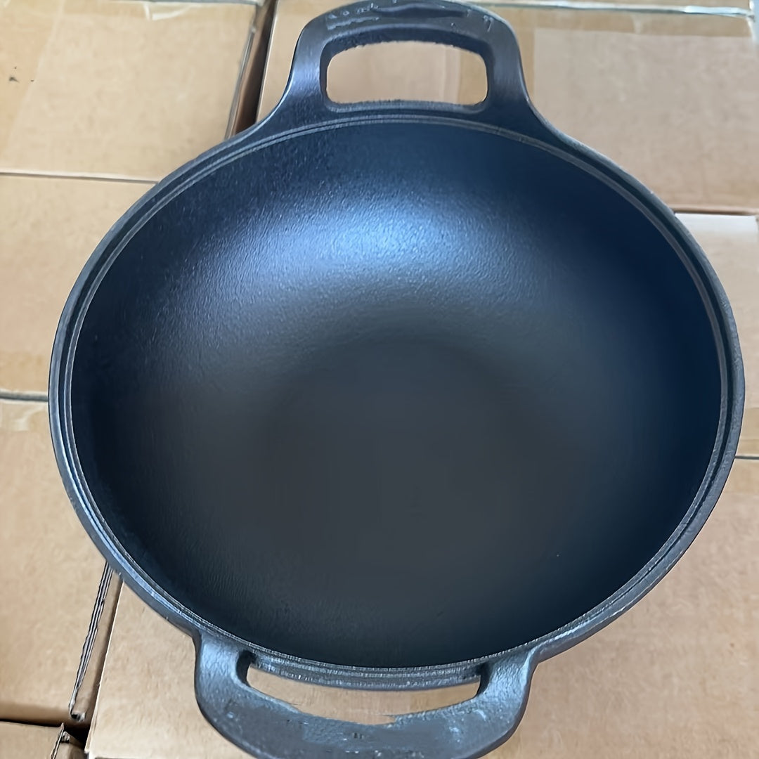 High-quality Premium Cast Iron Skillet featuring a thick, non-stick surface without any coating. Designed with dual handles for effortless cooking and serving. Ideal for making soups, stews, frying, and more. Please hand wash only for proper care.