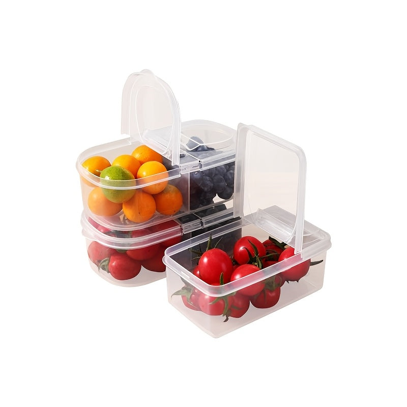 Large Capacity Food-Grade PP Storage Box with Handle - Transparent Container for Fruits & Vegetables, Ideal for Refrigerator Use| Sleek and Clear Visibility Storage Solution for Fresh-Keeping Food