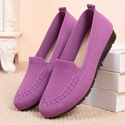 Women's lightweight knit loafers in solid color, with non-slip soles, perfect for casual walking.