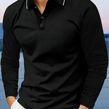 Men's casual long sleeve lapel shirt, breathable and comfortable for fall/winter in 400g fabric.