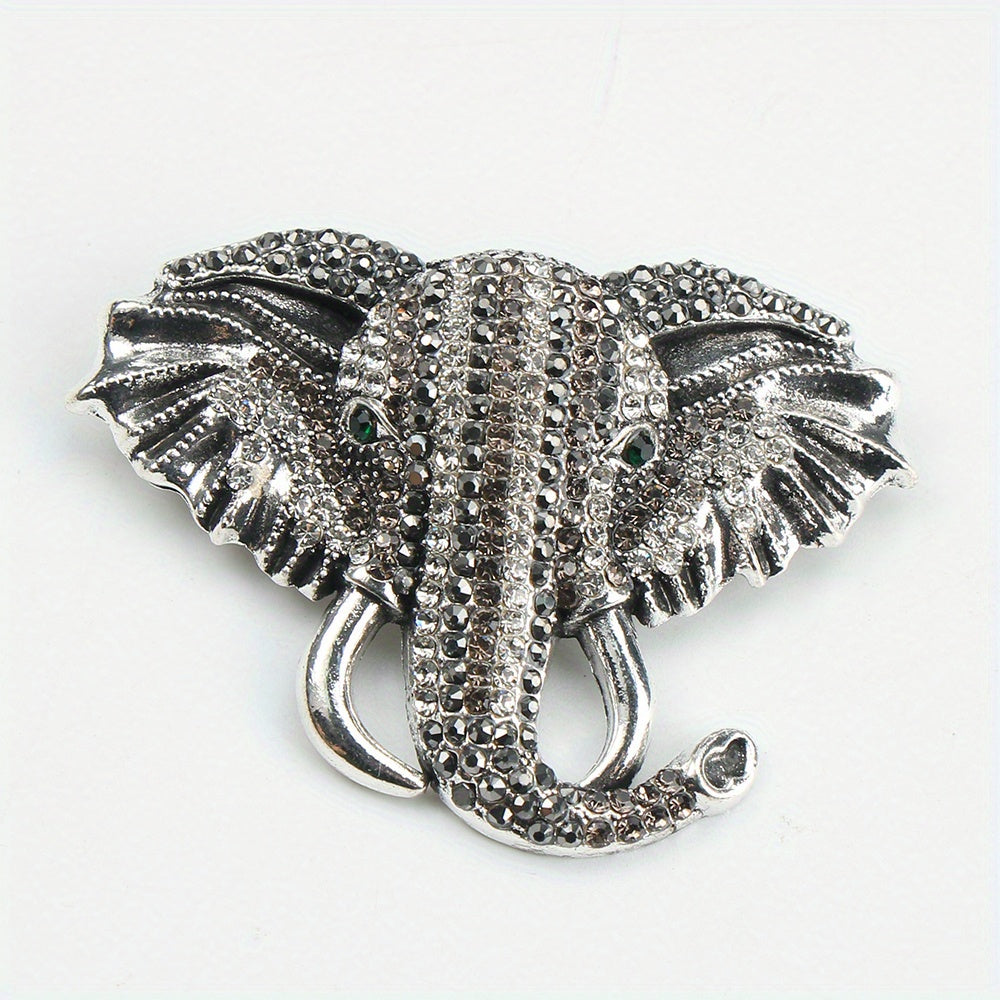 Stylish Elephant Brooch Pin featuring Rhinestones - Exquisite Enamel Design with a Touch of Luxury, Ideal for Fall and Winter Fashion Accentuation