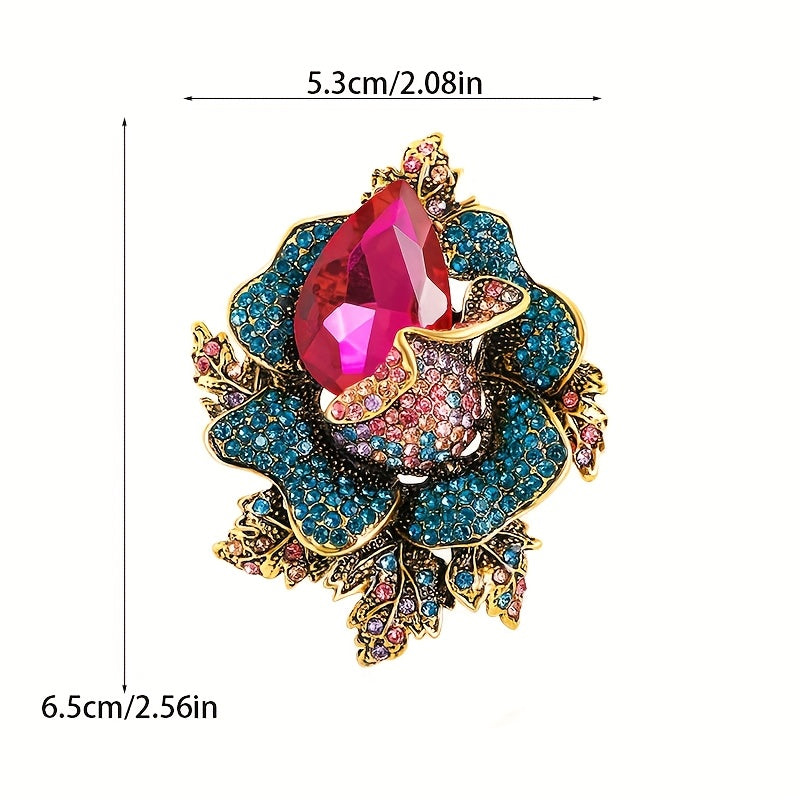 Elegant Crystal Flower Brooch Set adorned with shimmering rhinestones and artificial crystal accents. This stunning fashion accessory is perfect for weddings and formal events, making it a luxurious gift choice for the holiday season.