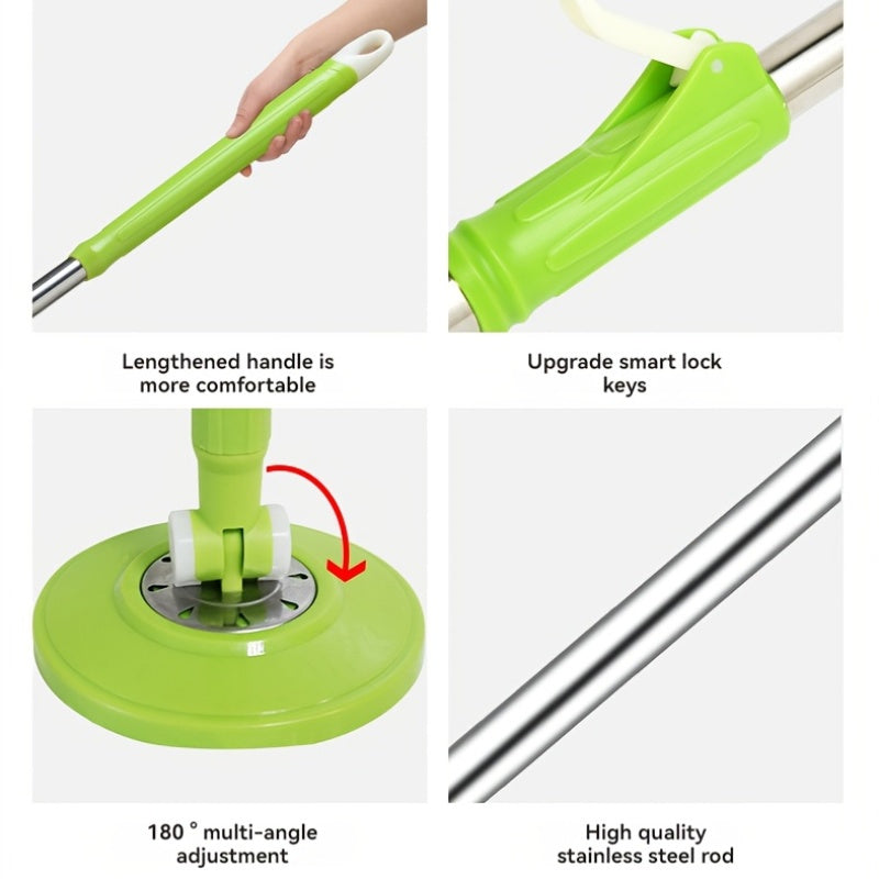 Large Capacity Rotating Mop Set with Double Drive Mop Bucket, Made of Durable Plastic Material, Perfect for Use in Living Room, Bedroom, Bathroom, Toilet, and Kitchen.