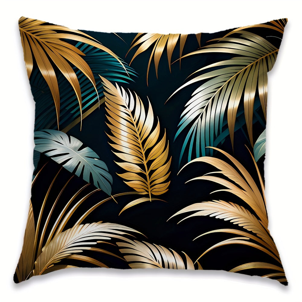 1pc Printed Golden Leaf Short Plush Pillow for Home, Car, or Office Use - Pillow Core Not Included