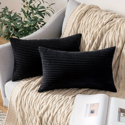 Bohemian style pillow cover with striped pattern, zipper closure, and woven polyester material. Hand wash only. Ideal for sofa, living room, bedroom, or farmhouse decor. Gift-friendly packaging. 1 piece per pack.