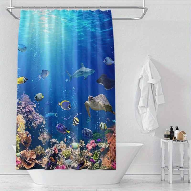 1 Underwater World Digital Printed Shower Curtain for Waterproof Bathroom Decoration