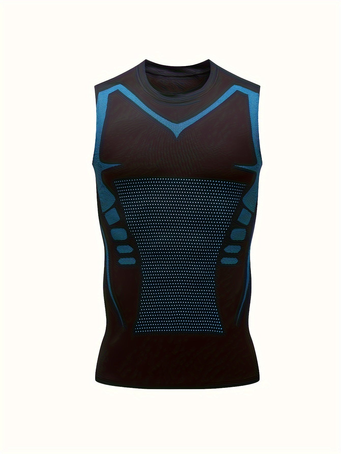 Men's Quick-Dry Athletic Tank Top with Geometric Pattern, Lightweight Polyester & Spandex Blend, Breathable and Stretchy for Fitness Training.