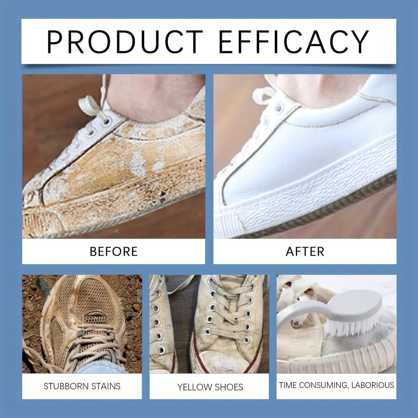 White Sneaker Cleaning Cream Gel with Sodium Bicarbonate - Residue-Free, Restores Shine, Suitable for Different Shoe Materials, Improves Appearance & Efficiency, Less than 1 Liter Capacity