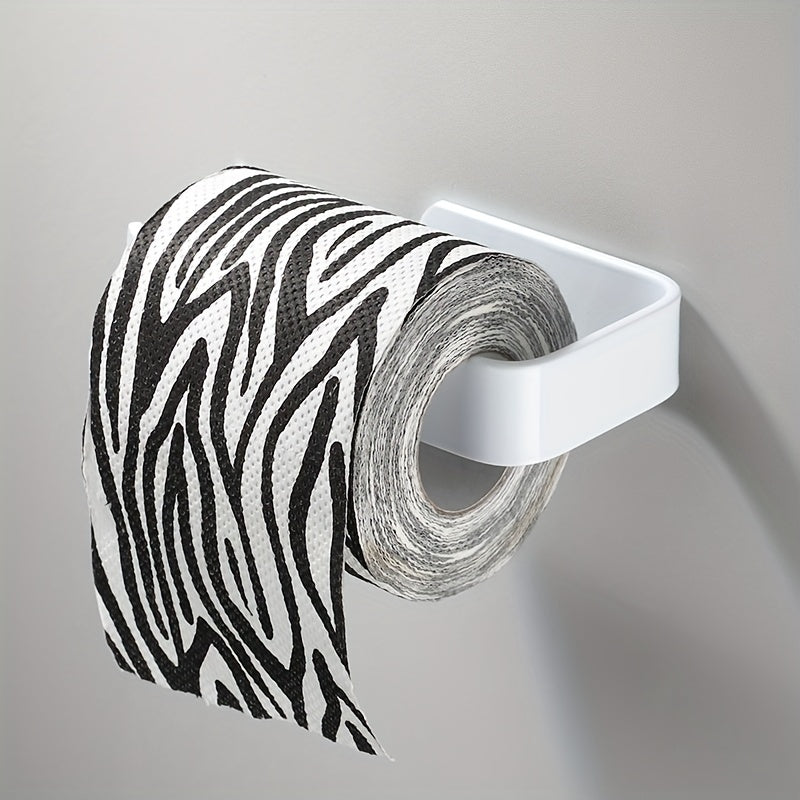 Wall mounted toilet paper holder for bathroom, no punching required with towel rack and accessories included.