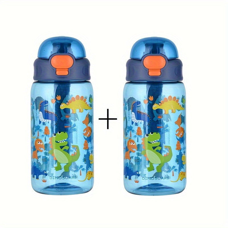 Set of two 20oz cartoon water bottles for outdoor use - portable, durable, leakproof, and foldable for easy carrying. Perfect for gifts on occasions like Christmas, Mother's/Father's Day, or graduations.