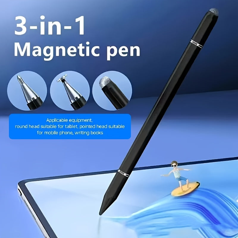 Three-in-one touch screen stylus for iPhone/iPad/Android tablets in black/white, high precision and sensitivity, compatible with all touch screens