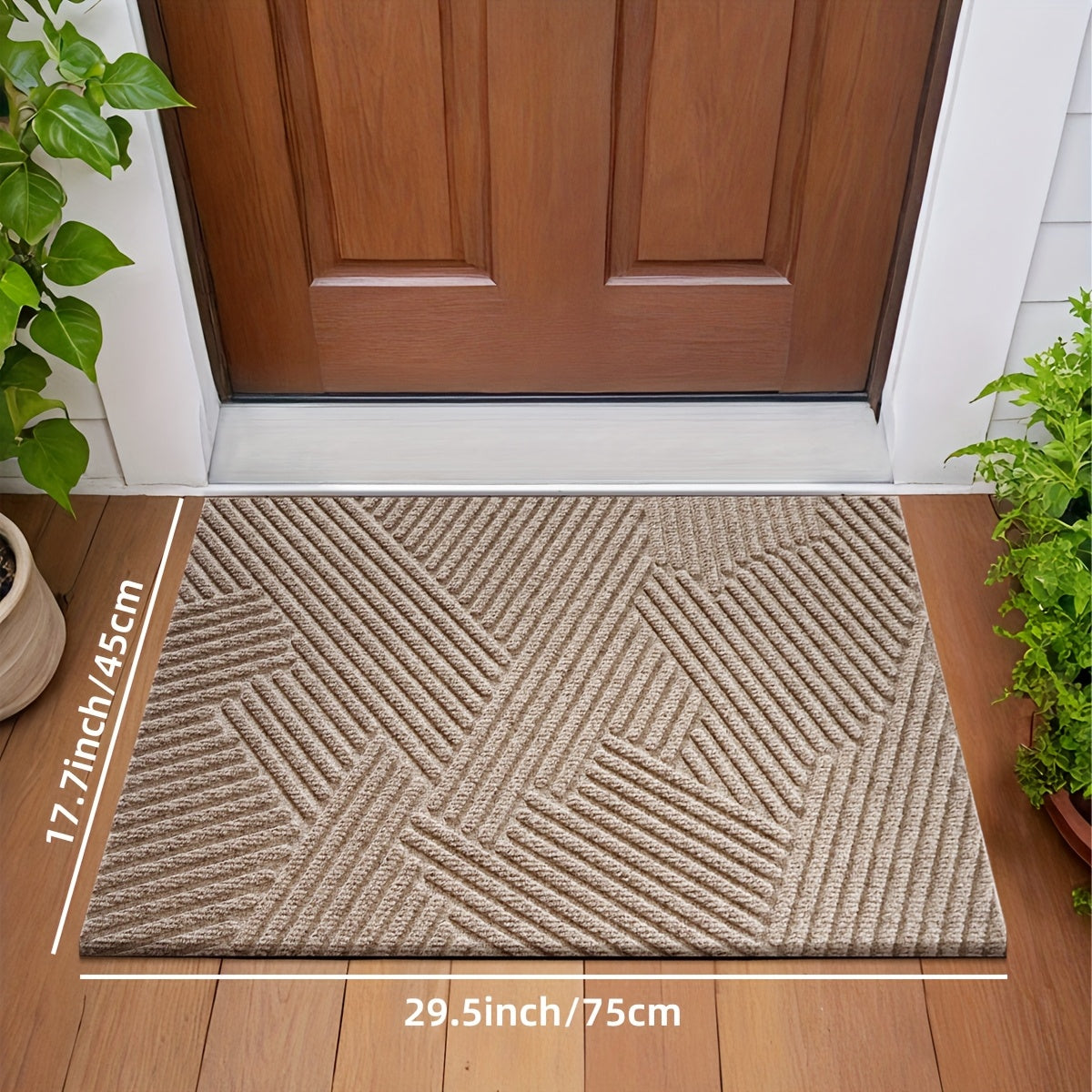 DJIANG Geometric Striped Door Mat, Non-Slip, Absorbent, Washable Rug for Indoor and Patio. Stain Resistant Polyester, Hand Wash Only.