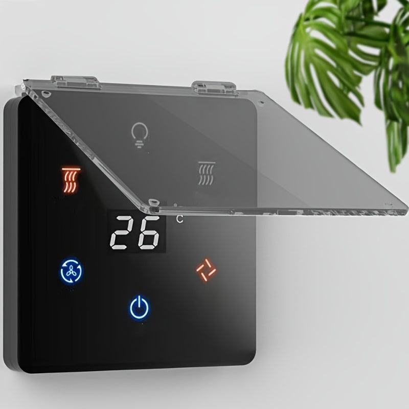 Cover to Protect Switch from Youngsters: Waterproof, Touch-Sensitive Central Air Conditioning Panel Thermostat and Bathroom Fan with Light-Shielding Features