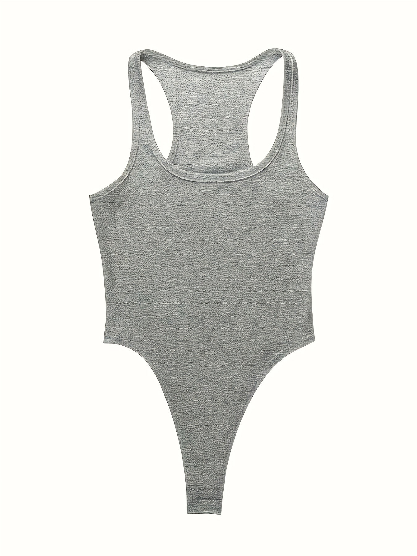 Polyester bodysuit with graphic print, low neck, sleeveless, and skinny fit for spring/summer.