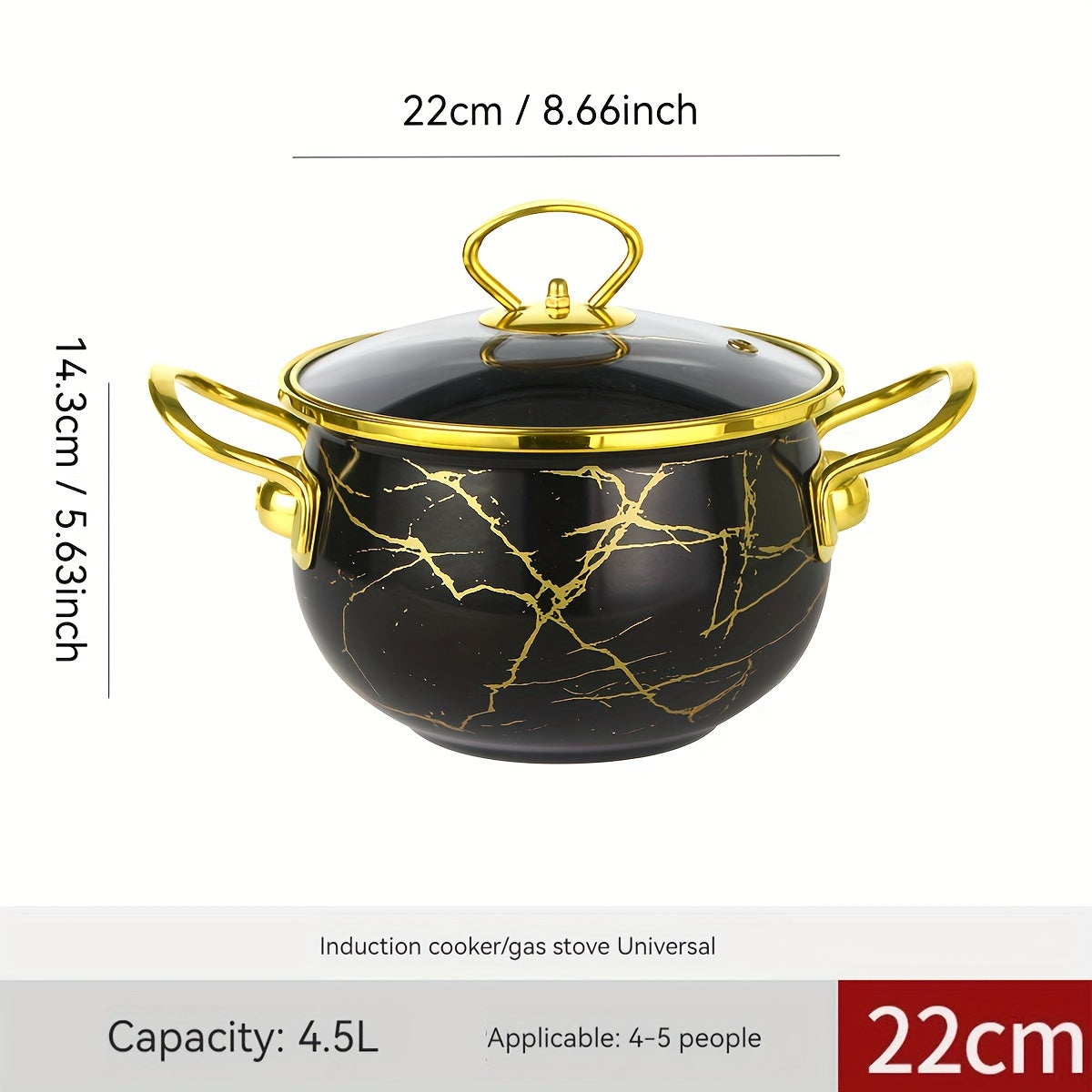 Large capacity stew pot, ideal for holiday soups and stews, seafood rice cooking, and serving at home or in a restaurant. This festive thick enameled pot is compatible with gas stoves and requires no electricity. A versatile addition to any kitchen!