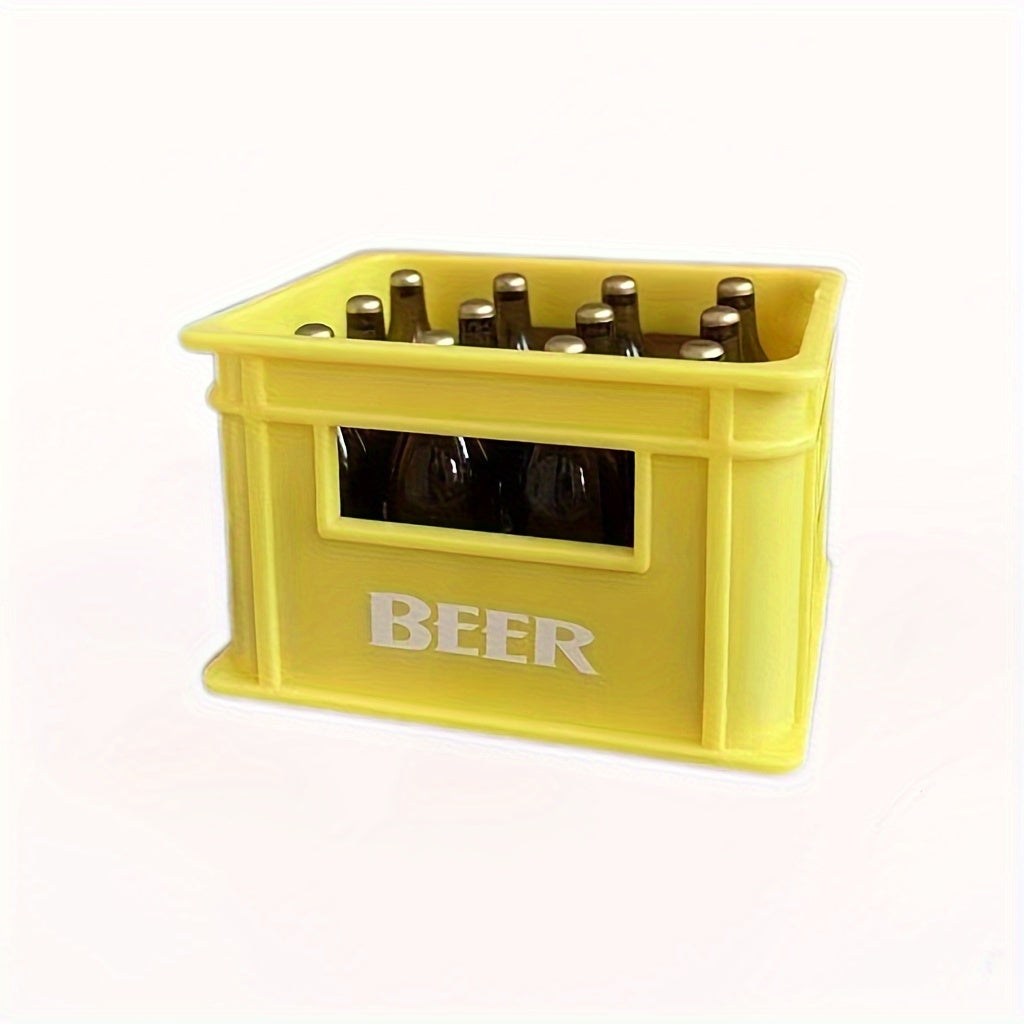 Beer basket bottle opener with magnetic attachment for refrigerators, ideal for home bars and parties.