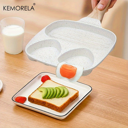 The KEMORELA 3-in-1 Non-Stick Medical Stone Skillet Set is ideal for cooking eggs, burgers, bacon, and omelets. It comes with BBQ tongs and a basting brush for convenient grilling. This set features a dishwasher-safe, multi-layer design and an aluminum