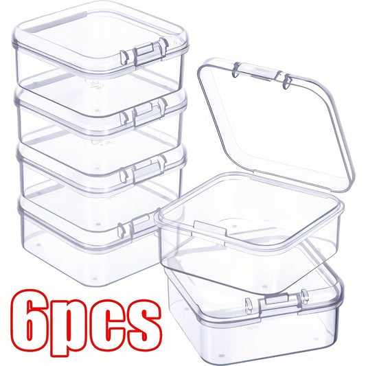 6 clear mini storage boxes for earrings and jewelry, ideal for Mother's Day gifts.