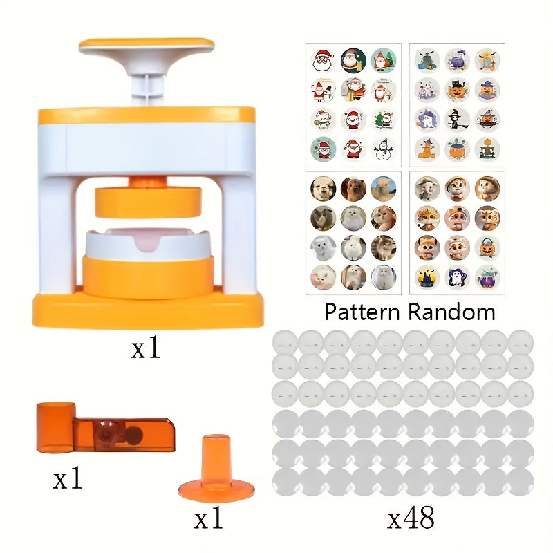 DIY Pin Badge Maker with 48 Free Button Parts & Circle Cutter.