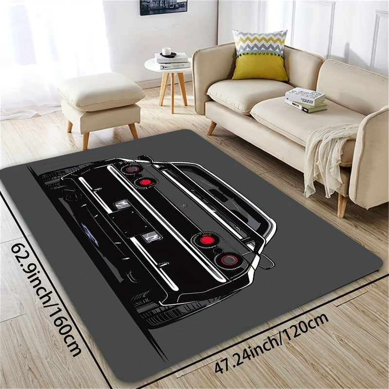 Soft Area Rug with Creative Car Design - Made from Machine Washable Polyester, Suitable for Room and Bedroom. Non-Slip and Durable for Home Kitchen and Entryway. Enhance Your Living Space with this Decorative Floor Carpet.