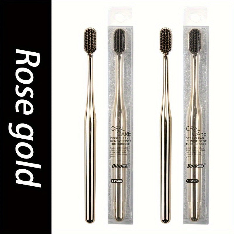 1 or 2 soft toothbrushes with bamboo charcoal bristles for effective oral care at home.