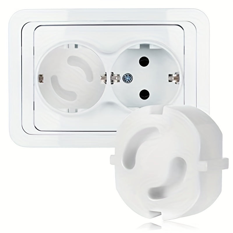 Set of 20 White Safety Socket Covers - Plug Protectors for Family Safety, Made from ABS Material, European Style Design with No Holes