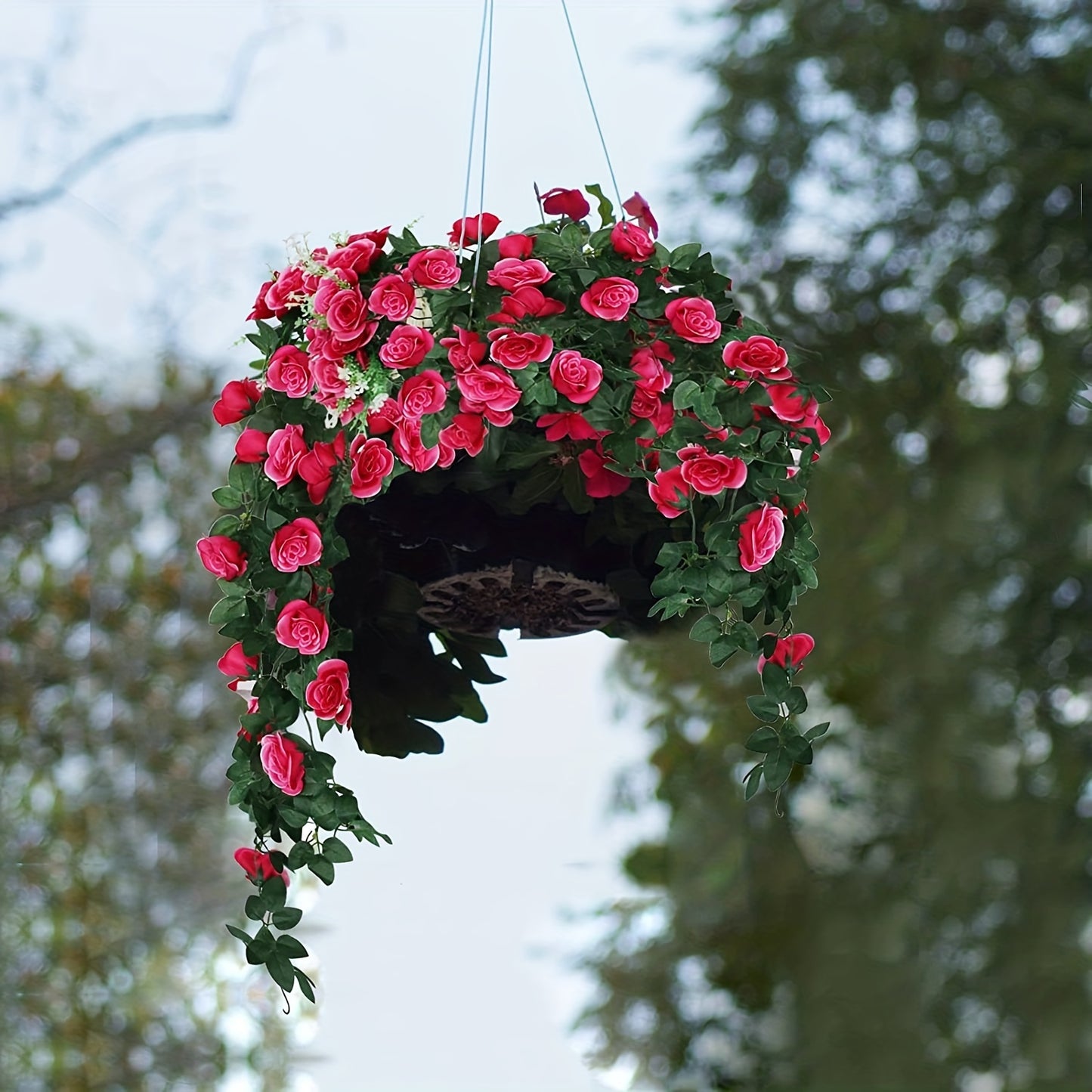 2 Artificial Rose Vine Garlands, 100.58cm each. Ideal for Indoor and Outdoor Decor on Valentine's Day, Mother's Day, Graduation, and Independence Day.