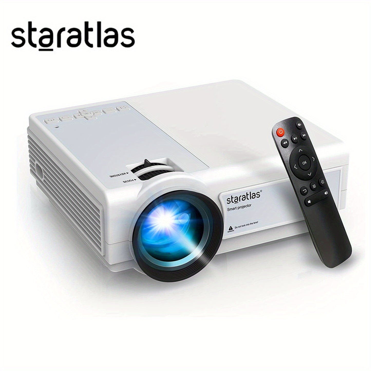 STARATLAS Portable Projector with Wi-Fi, HD LCD, and Built-in Speaker for Home Cinema and Office Use.