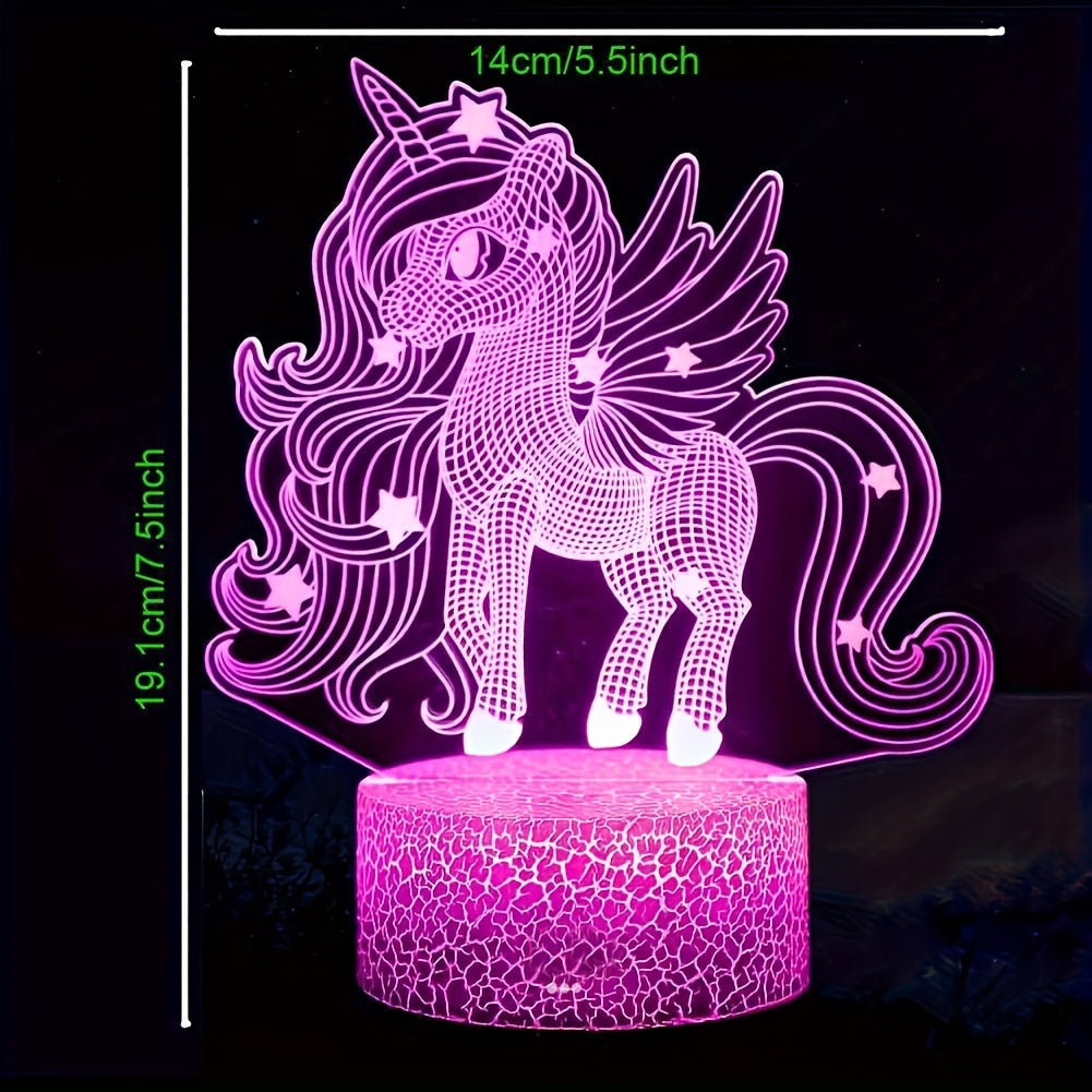 Unicorn LED Night Light with Celestial Shine - 3D Illusion, Touch-Control, USB Power