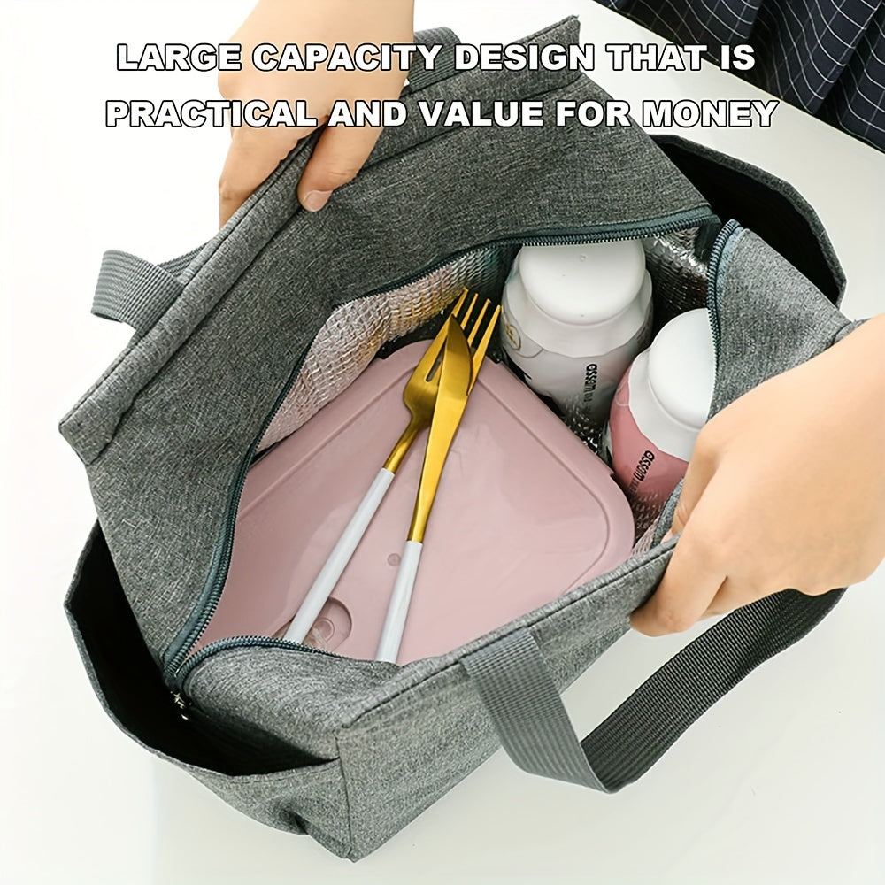 Thermal Lunch Bag for Women's Day: Insulated Flower Letter Print Cooler Bag, Portable Travel Picnic Bag for Office or School Gift.