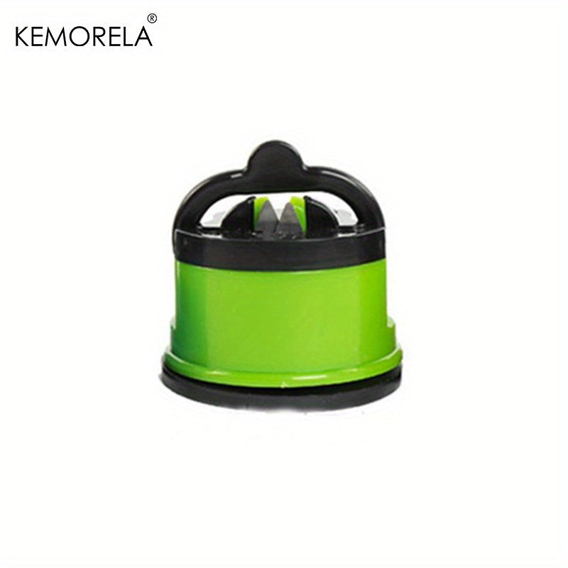 Get your knives sharp quickly and easily with the KEMORELA Manual Knife Sharpener. This sharpener is safe to use and perfect for kitchen and chef knives, including those made of Damascus steel. Featuring a stylish red design with black accents, this